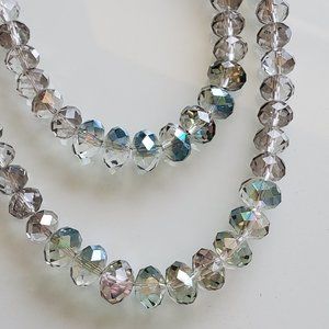 ALI-KHAN New York Elegant 2 Strand Long Faceted Borealis Crystal Necklace